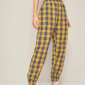 Yellow Plaid Baggy Pants